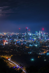 Fototapeta premium View of Brisbane from Mount Coot-tha at night. Queensland, Australia.