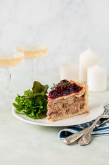 Meat Pie with Cranberry Sauce Topping