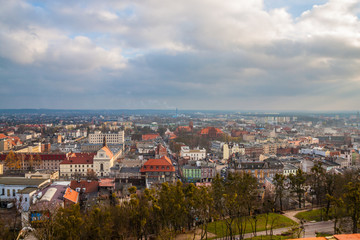 Naklejka na ściany i meble Aerial View. Picturesque cityscape of Grudziadz. Poland