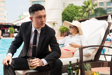 Businessman resting at resort