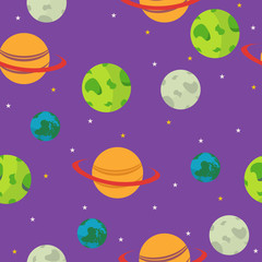 Vector cute flat space seamless pattern background template