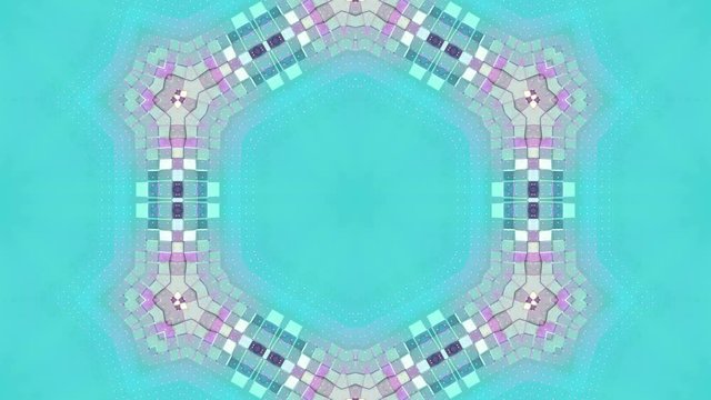 looped animation of 3d geometry, geometric forms and shapes are transformed. Blue composition in low poly style kaleidoscope effect. Motion graphics background for vj shows. 4k seamless footage .33