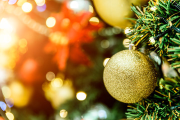 Closeup a beautiful Christmas-tree decorations.