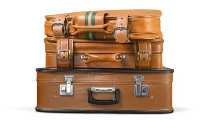 beautiful old blue and brown suitcases - retro style
