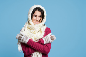 beautiful woman with scarf on her head, free space for copying