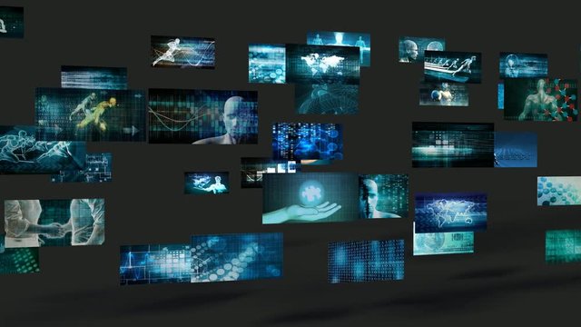 Video Wall Abstract with Business Technology Screens Concept