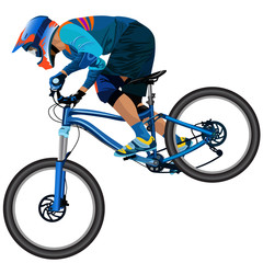 An image of a cyclist descending on a mountain bike on a slope
