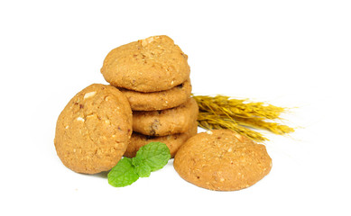 Oatmeal raisin cookie isolated on a white background