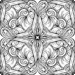 Ethnic black and white seamless pattern.