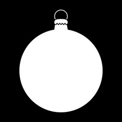 Simple Bauble outline for christmas tree isolated on black background
