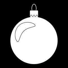 Simple Bauble outline for christmas tree isolated on black background