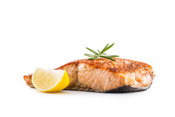 Salmon. Salmon roast steak isolated on white background