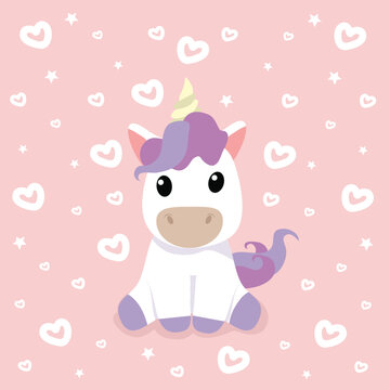 Cute cartoon unicorn Vector