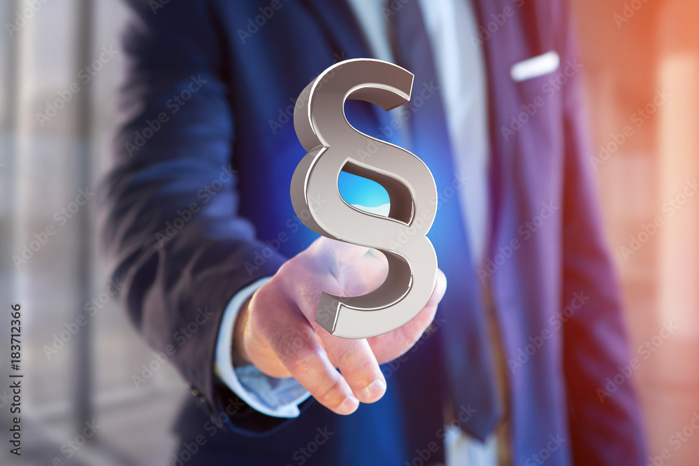 Fototapete Justice and law symbol displayed on a futuristic interface - 3d rendering