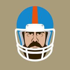 American Football man in helmet  vector illustration flat style front
