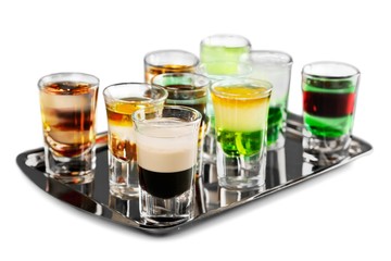 Alcohol in Shot Glasses Isolated