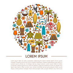 Vector hand drawn Hawaii background