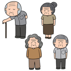 vector set of elder people