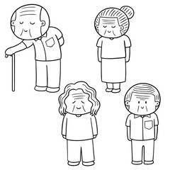 vector set of elder people