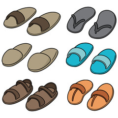 vector set of slippers