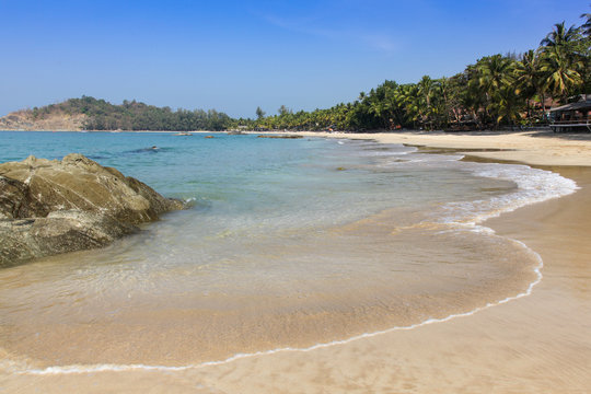 Ngapali Beach - Myanmar (Burma). This beach on Myanmar's west coast is a quiet and relaxing beach side location popular with tourist visiting the region.