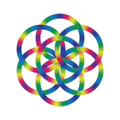 Flower of life with heavy stroke in rainbow gradient