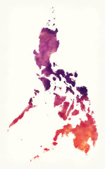 Philippines watercolor map in front of a white background