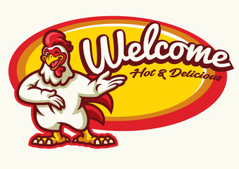 chicken rooster mascot happy