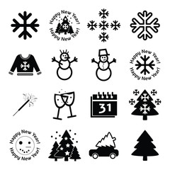 New Year icons set