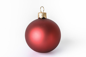 Red bauble, christmas ornaments isolated on white background.