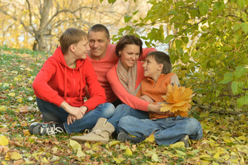 Family in autumn park