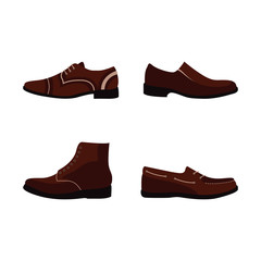 Set of Leather Shoes Man Isolated Vector and Icon