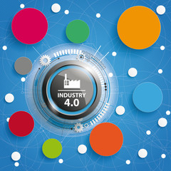Industry 4.0 Circle Networks Blue Background