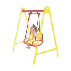 Little girl on swing Isolated