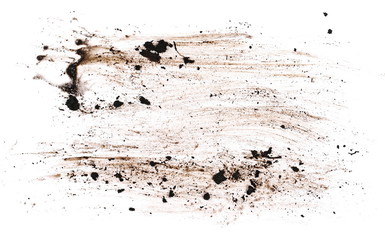 Mud stains, sprayed isolated on white background, with clipping path