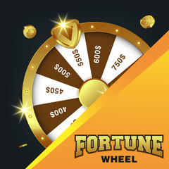 Realistic 3d spinning fortune wheel. Lucky roulette