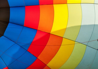 Inside the colorful hot air balloon