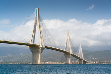 view of the Charilaos Trikoupis bridge Rio-Antirio in Greece