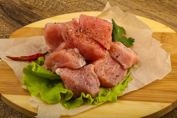 Raw pork pieces
