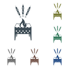 Fototapeta premium Brazier grill with kebab icon