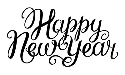 Happy New Year vector handwriting lettering for design isolated on white background