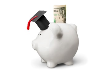 Piggy Bank with Mortarboard and Banknote