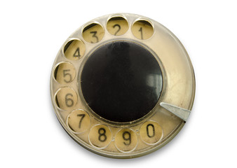 vintage disc phone isolated on white