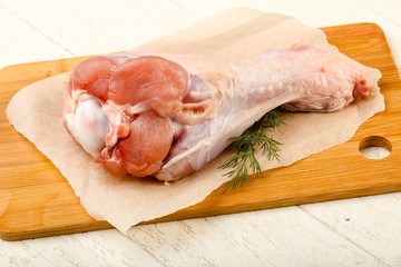 Raw turkey leg