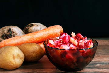 vegetable salad from carrots, potatoes and beets
