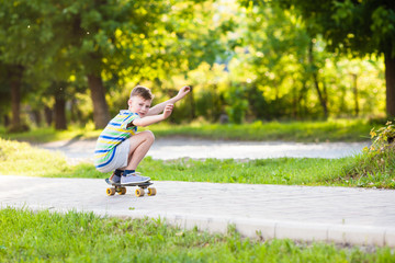 Boy riding a skateboard