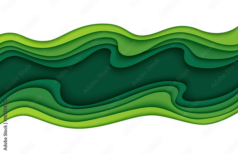 Aufkleber green abstract layers paper carve background.paper art style of nature concept design template.vecto
