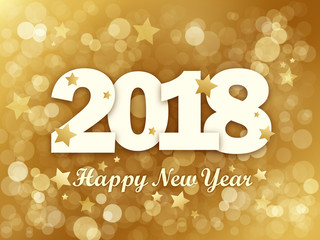 Obraz na płótnie Canvas HAPPY NEW YEAR 2018 with gold bokeh lights 