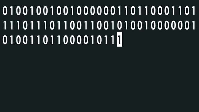 white bynary code fast typing on display flat animation background loop - new quality retro vintage numbers letters coding techno joyful video footage