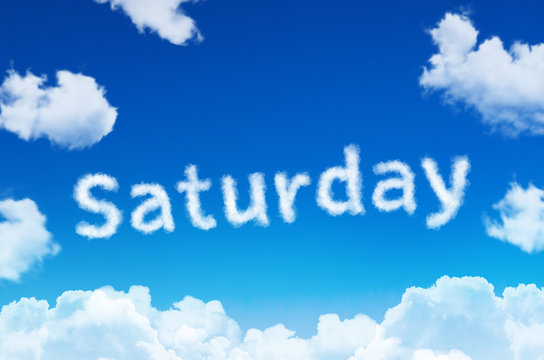 Days of the week - saturday cloud word with a blue sky.